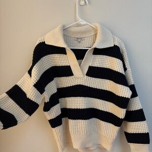 Chunky Waffle Striped Sweater M